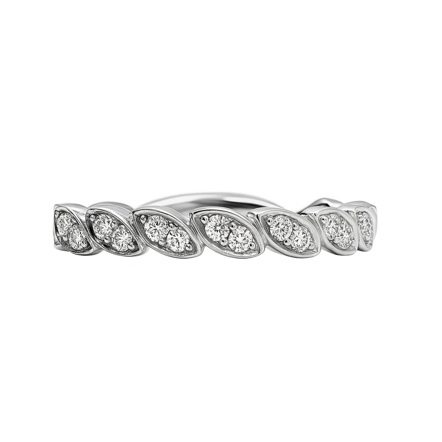 Anillo Cintas de Diamantes Oro Blanco 18 k diagonal