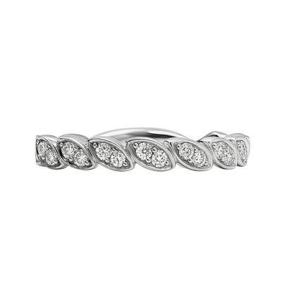 Anillo Cintas de Diamantes Oro Blanco 18 k diagonal