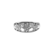 Cargar imagen en el visor de la galería, Anillo 3 Estrellas Caladas  en Oro Blanco 18k con Diamantes
