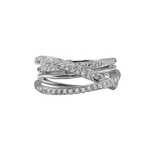 Cargar imagen en el visor de la galería, Anillo Aros Cruzados Oro Blanco 18k con Diamantes
