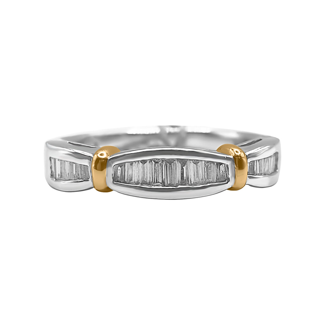 Anillo de Oro Amarillo 18k y Platino Cinturón con  Diamantes