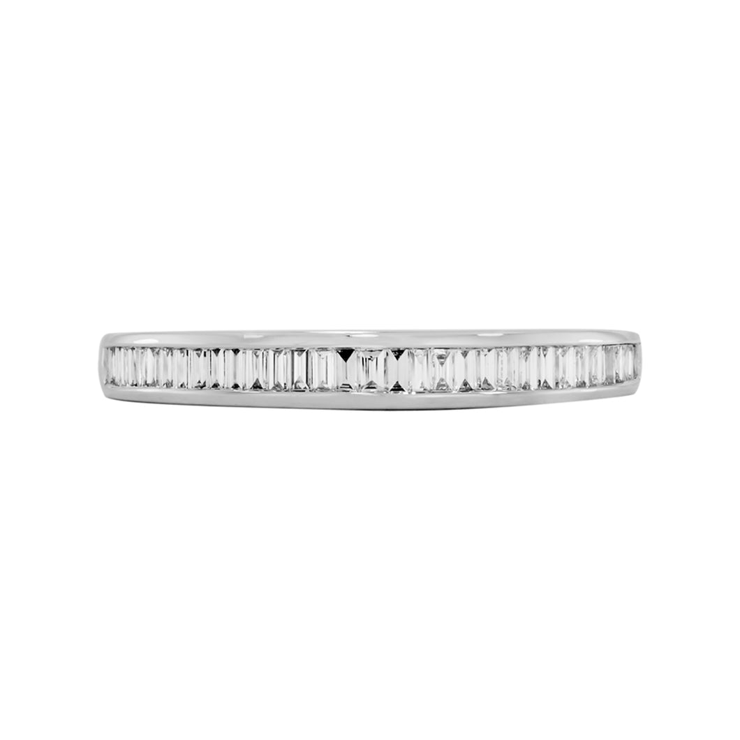 Anillo Baguetes de Oro Blanco 18k con Diamantes
