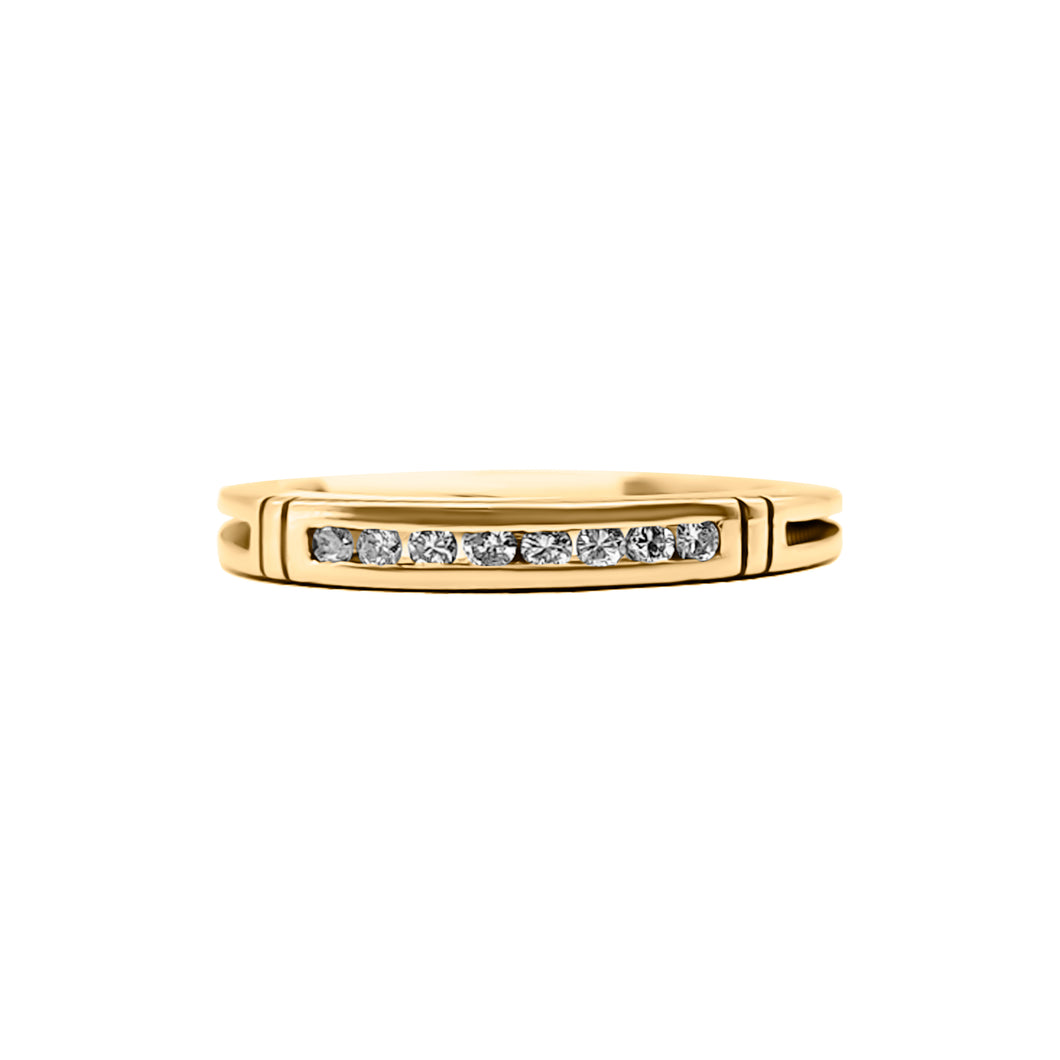 Anillo al Bisel de Oro Amarillo 18k con Diamantes