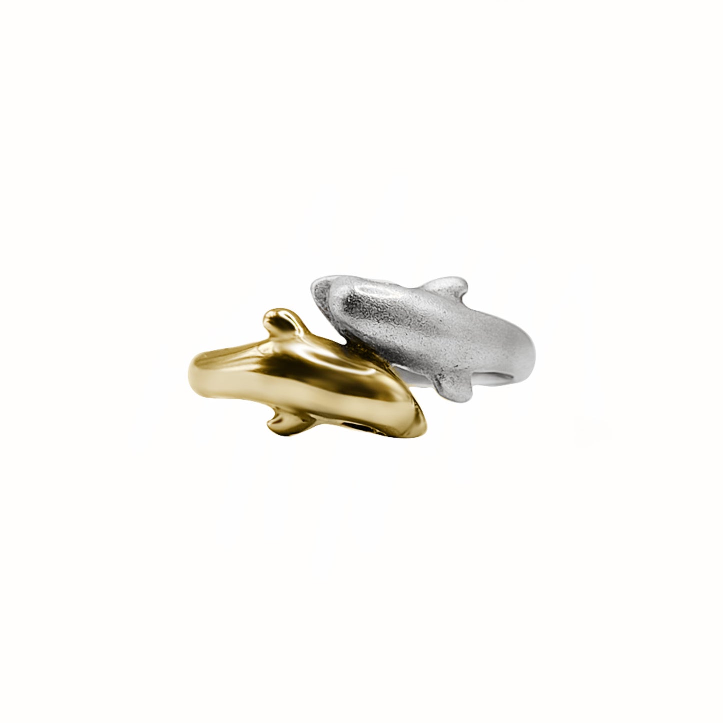 Anillo Estilo Delfines en  Oro Amarillo y blanco 18k con Diamantes