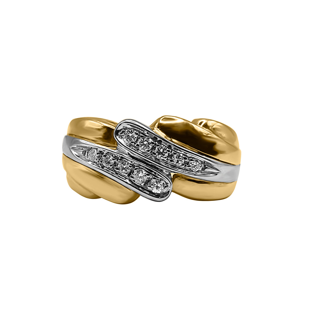Anillo en Oro Amarillo y blanco 18k con Diamantes