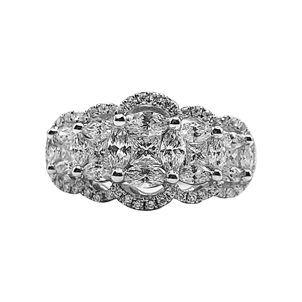 Anillo de Diamantes Estilo Piedras Escalonadas