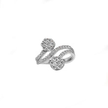 Cargar imagen en el visor de la galería, Anillo Curvo con Flores en Oro blanco y Diamantes
