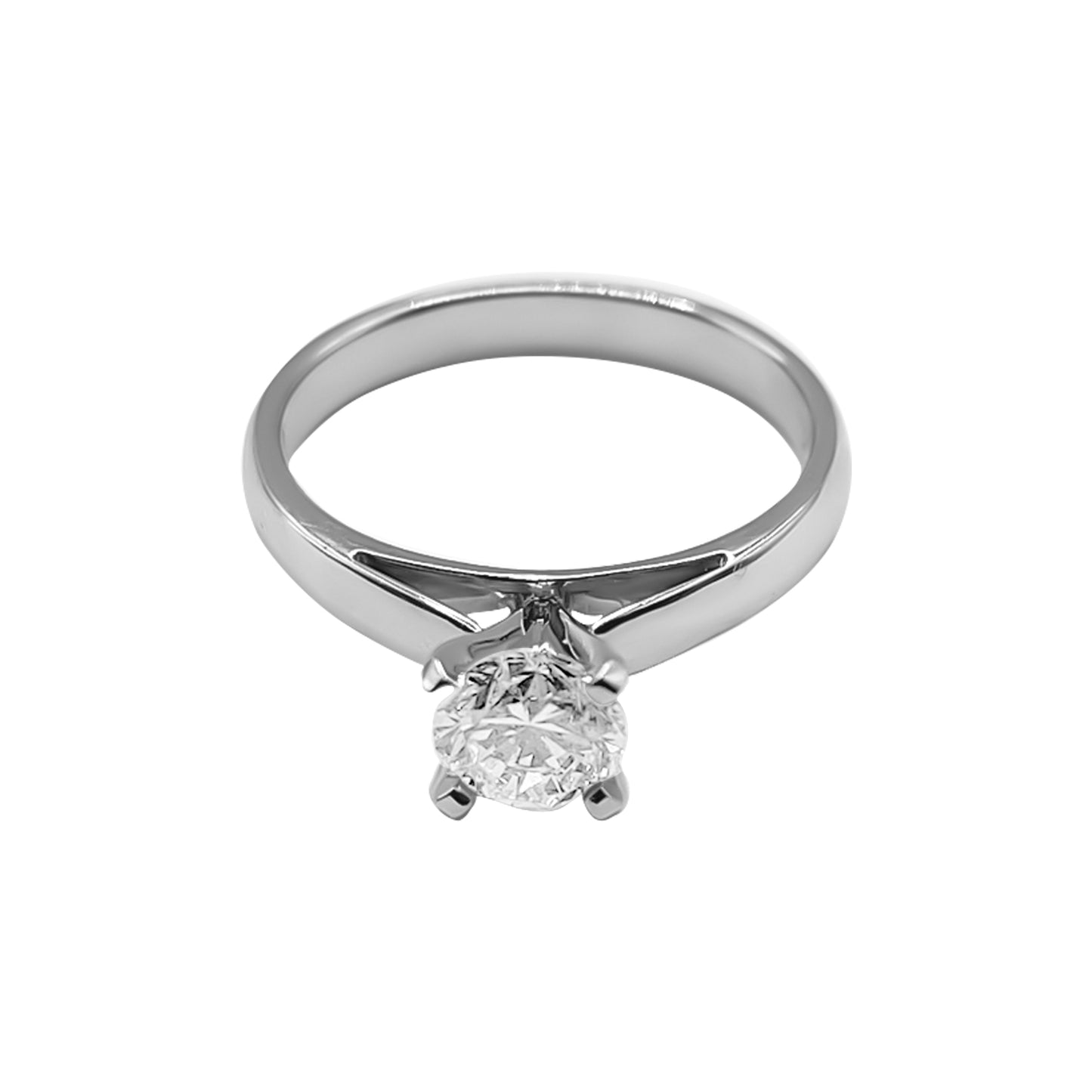 Anillo Solitario Clásico en Oro Blanco con Diamante