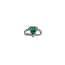 Cargar imagen en el visor de la galería, Anillo Trilloin con Esmeralda y Diamante en Oro Blanco 18 k
