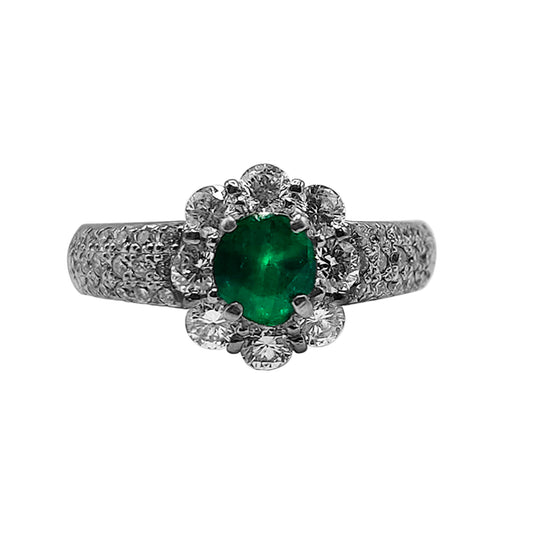 Anillo Flor Marquesa Adornada Esmeralda