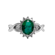 Cargar imagen en el visor de la galería, Anillo Ondas con Marquesa en Esmeralda con Oro Blanco 18 k
