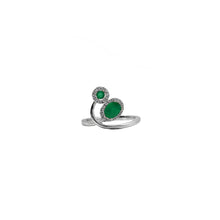 Cargar imagen en el visor de la galería, Anillo Cruzado de Esmeralda y Diamante en Oro Blanco 18k
