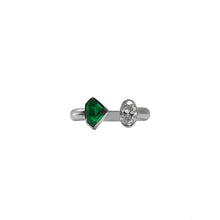 Cargar imagen en el visor de la galería, Anillo Flecha Esmeralda  con Diamante en Oro Blanco 18k
