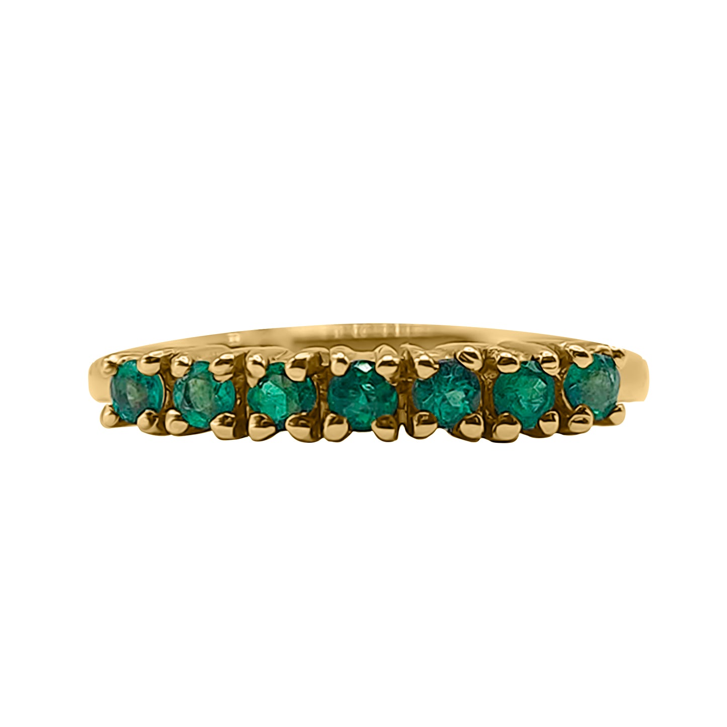 Anillo Cintillo 6 Esmeraldas  en Oro Amarillo 18k