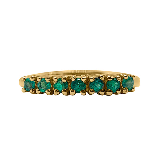 Anillo Cintillo 6 Esmeraldas  en Oro Amarillo 18k
