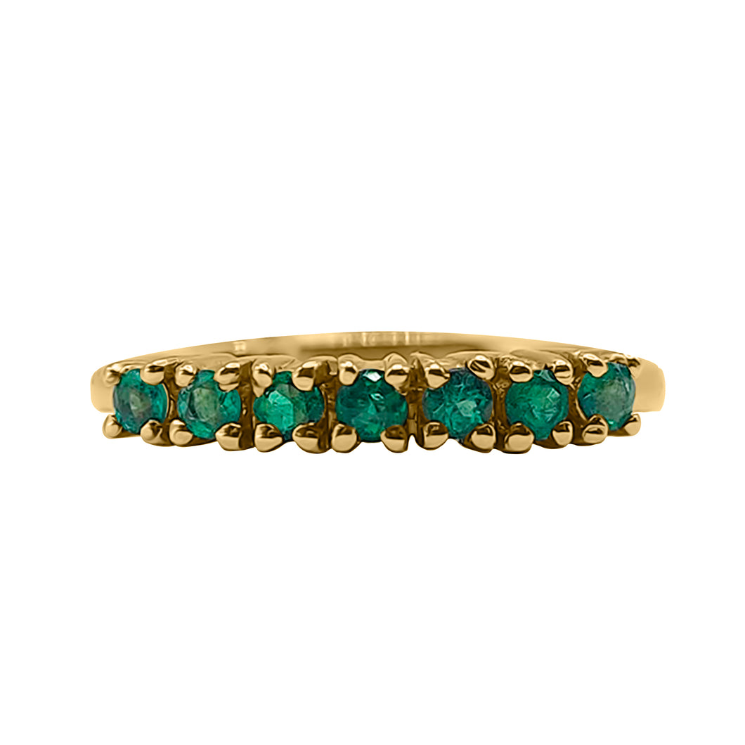 Anillo Cintillo 6 Esmeraldas  en Oro Amarillo 18k