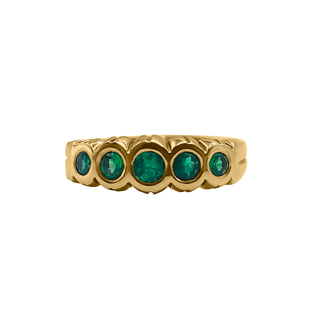 Oro Amarillo 18k Argolla con Esmeralda
