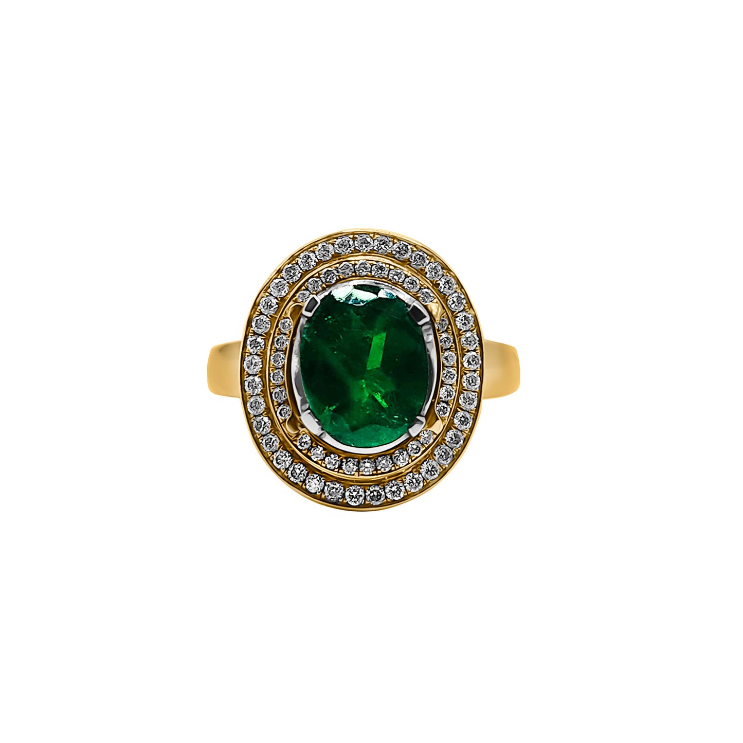 Anillo Marquesa Esmeralda con Diamantes en Oro Amarillo 18k
