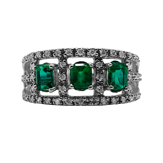 3 Delirios de Esmeralda en Oro Blanco 18k