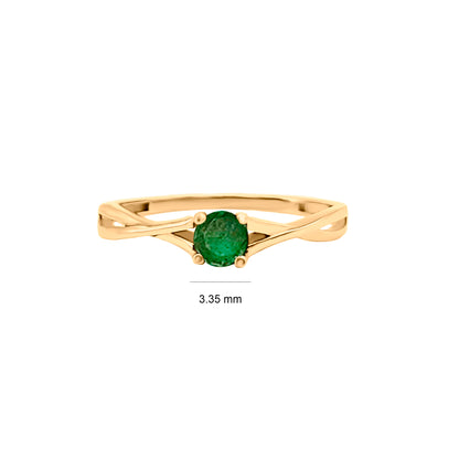 Anillo De Compromiso Cruzado En Oro Con Esmeralda De 3.5 mm