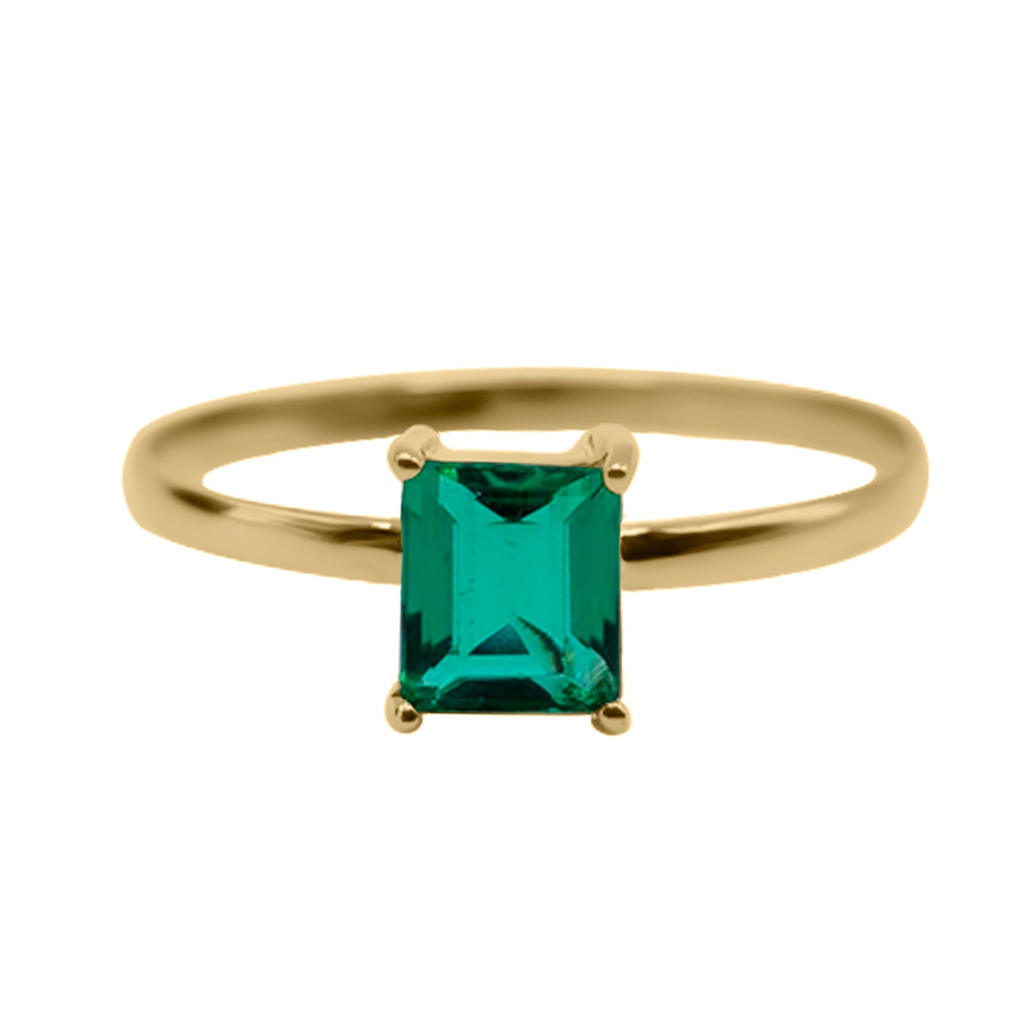 Anillo Solitario Ligero con Esmeralda en Oro Amarillo 18k en Uñas