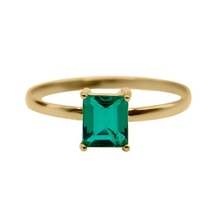 Anillo Solitario Ligero con Esmeralda en Oro Amarillo 18k en Uñas