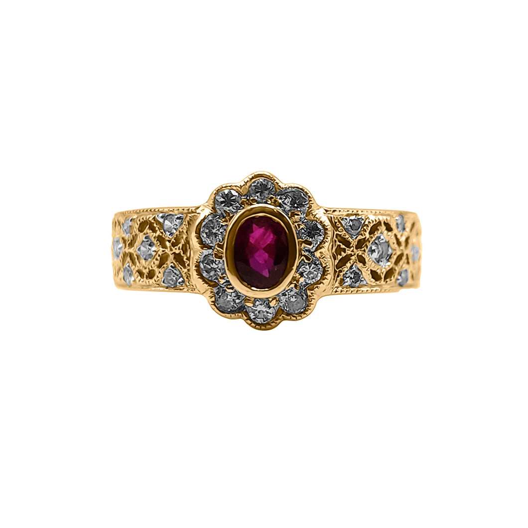 Princesa Central Rojo Adornado Red Central Princess Adorned