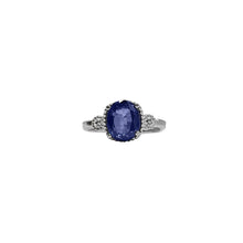 Cargar imagen en el visor de la galería, Anillo De Zafiro Con Diamantes En Oro Blanco 18k
