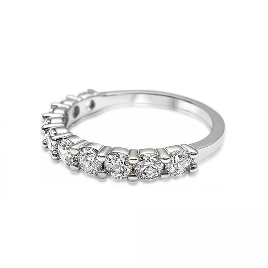 Anillo Cintillo En Plata Ley 950, Con Circon