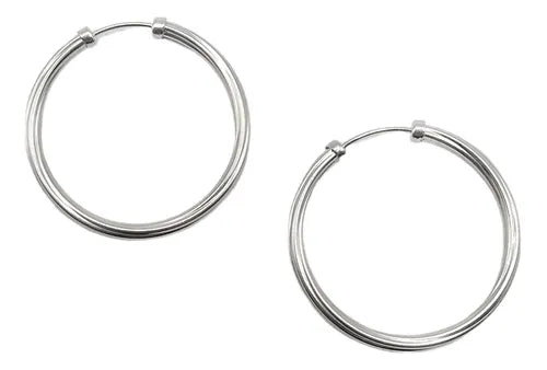 Candongas Clásicas En Plata Para Dama De 30mm