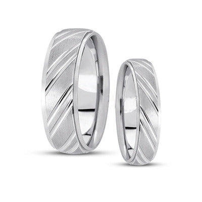Argollas de Matrimonio en plata con rodio  Efecto Oro Blanco