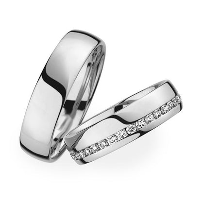 Argollas de matrimonio con circones en plata pareja