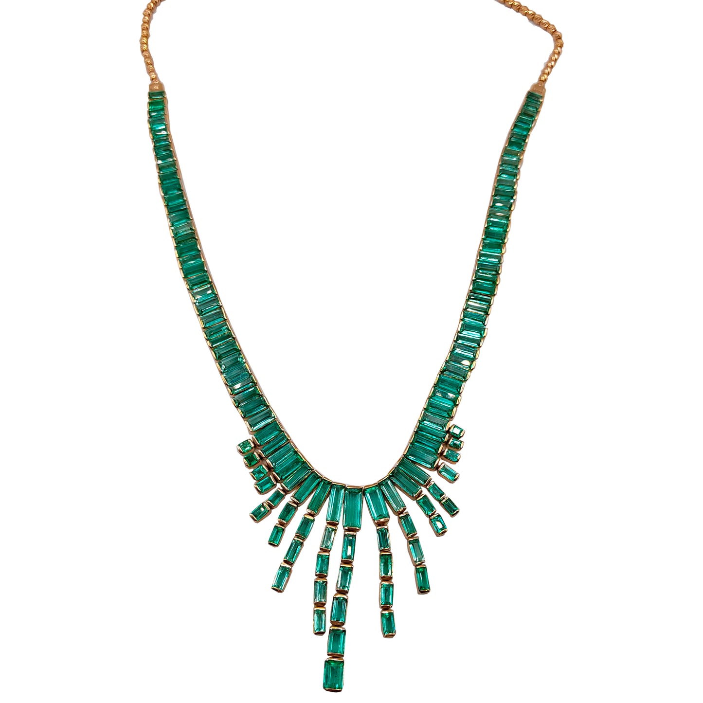 Collar Esmeraldas en Cascada Oro Amarillo 18k