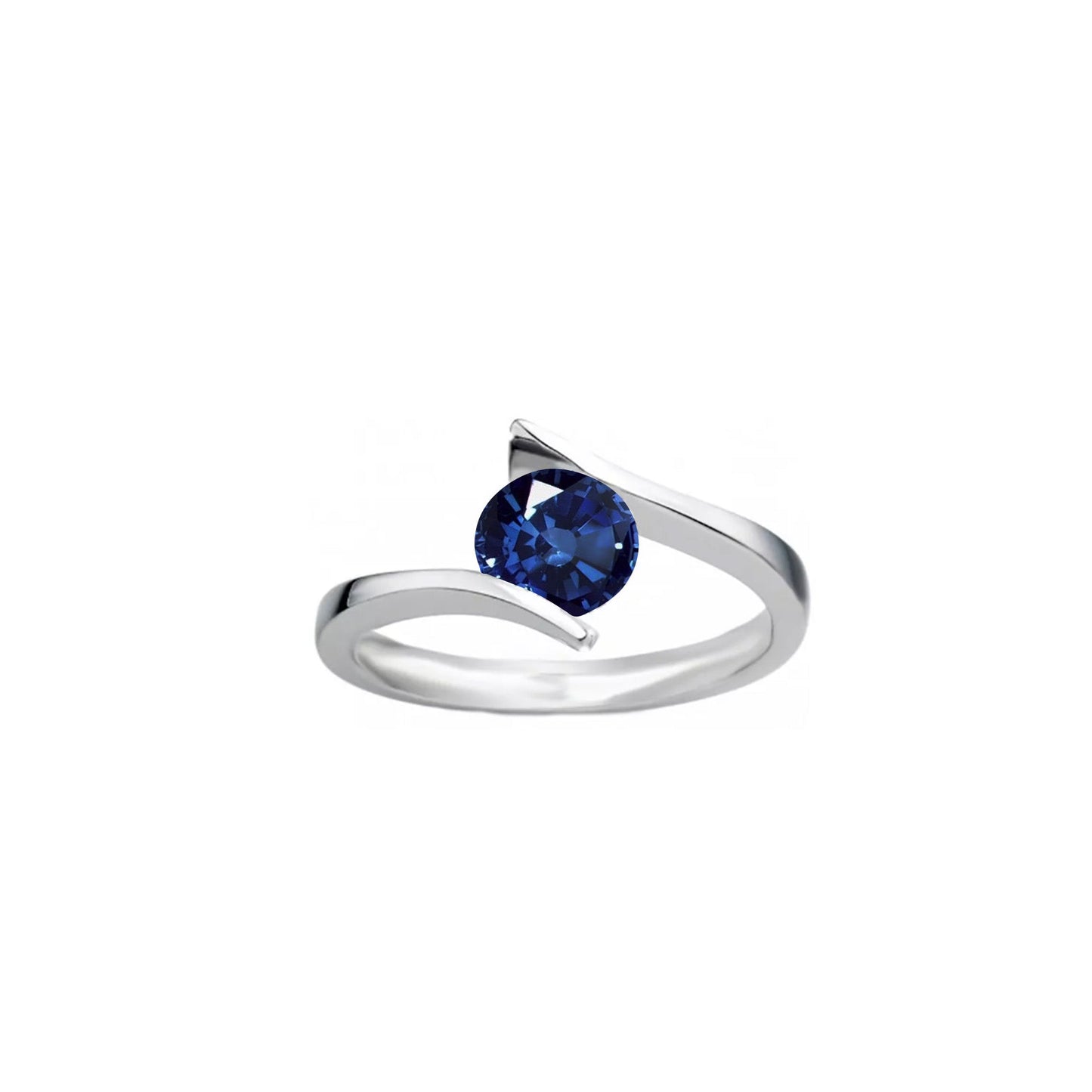 Anillo Solitario de Compromiso en Plata Ley 950