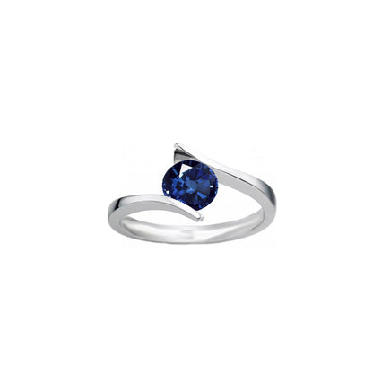 Anillo Solitario de Compromiso en Plata Ley 950