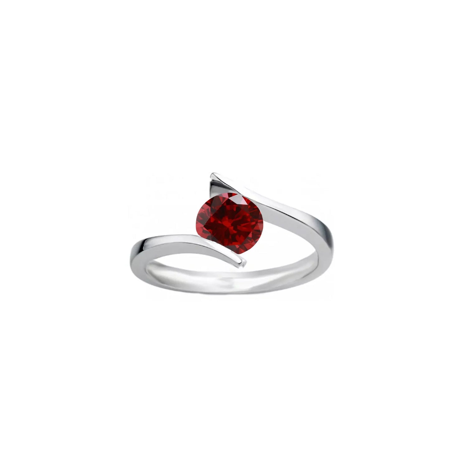 Anillo Solitario de Compromiso en Plata Ley 950