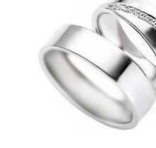 Cargar imagen en el visor de la galería, Anillo de Boda en Plata con rodio efecto de Oro Blanco y Circones POR UNIDAD

