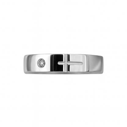 Anillo en Plata con Circón Lateral y Corte Central Moderno