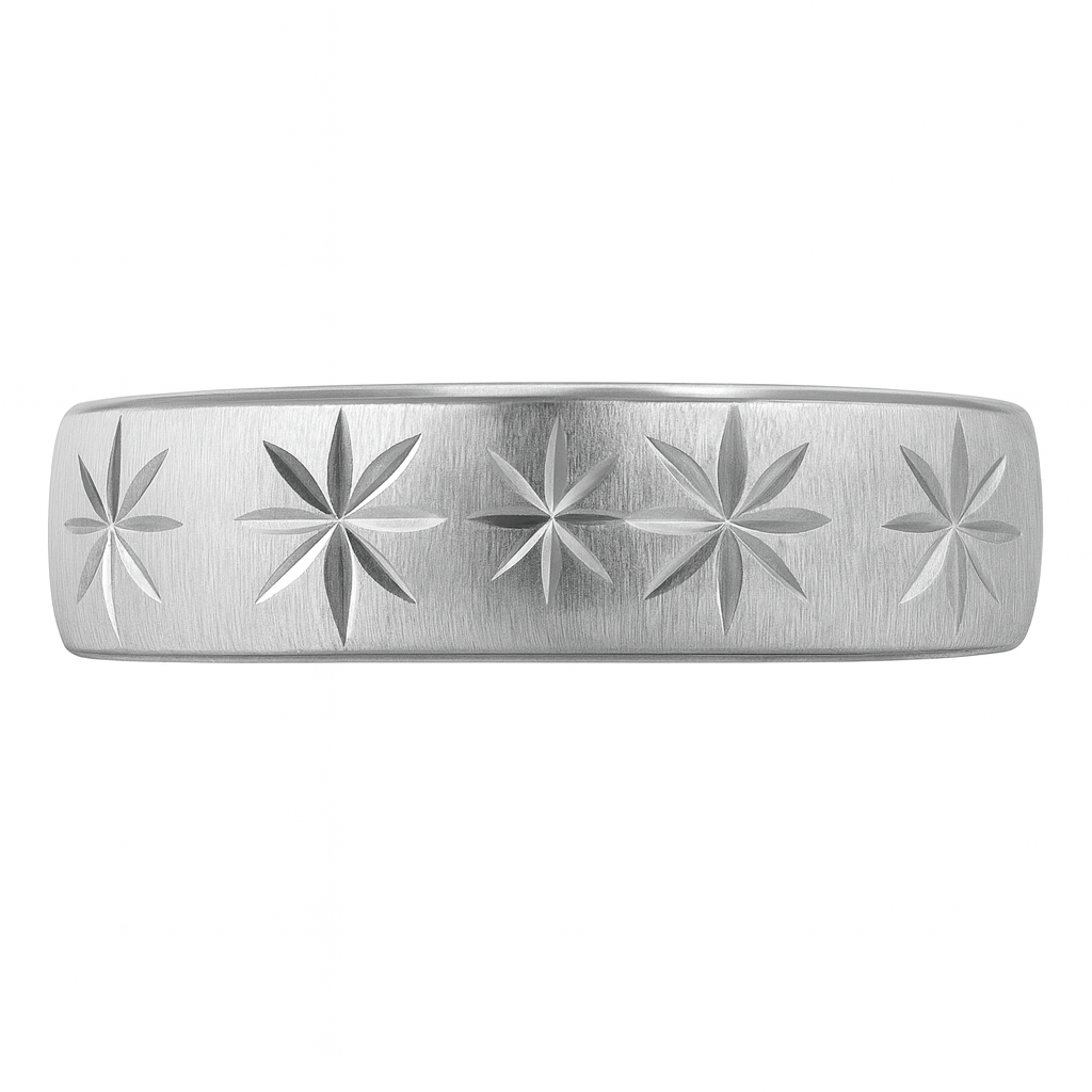 Anillo en Plata con Grabado de Estrellas Talladas