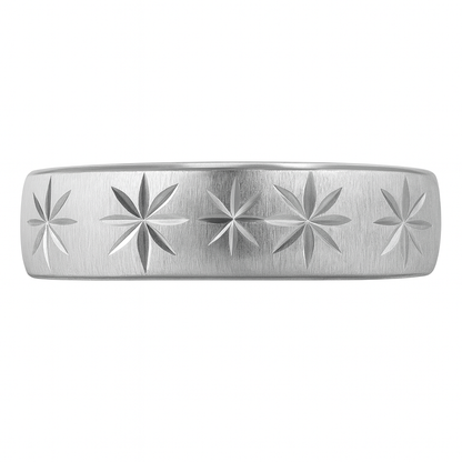 Anillo en Plata con Grabado de Estrellas Talladas