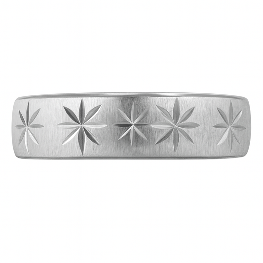Anillo en Plata con Grabado de Estrellas Talladas