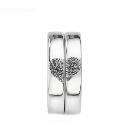 Corazón Huella En Plata Anillos Compromiso