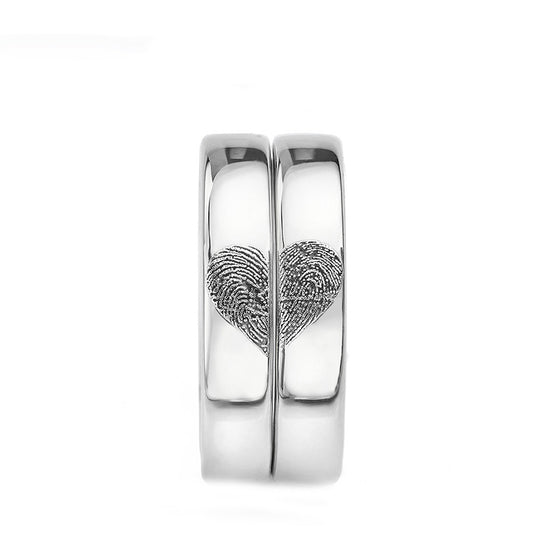 Corazón Huella En Plata Anillos Compromiso