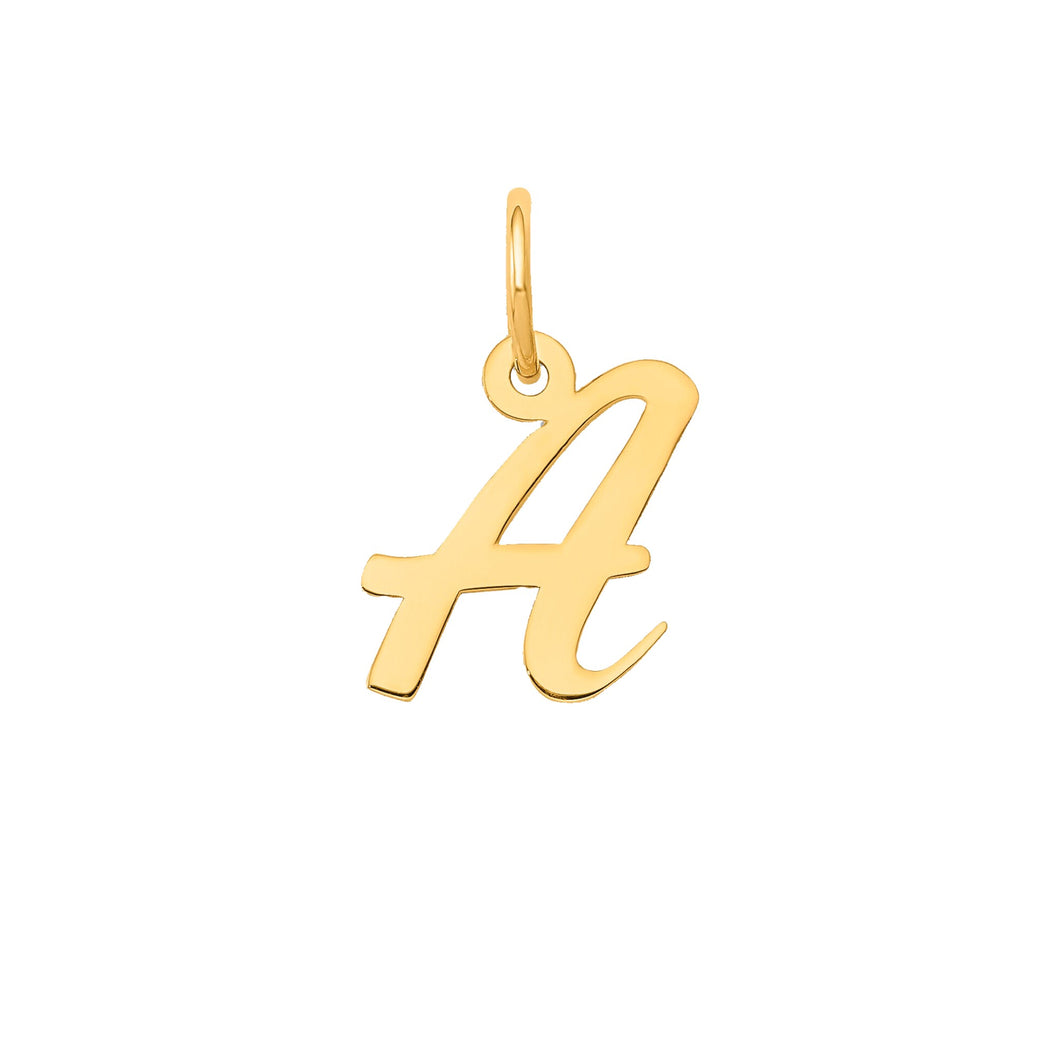 Dije Letra  , Inicial Nombre Brush Script Mt  Oro 18K