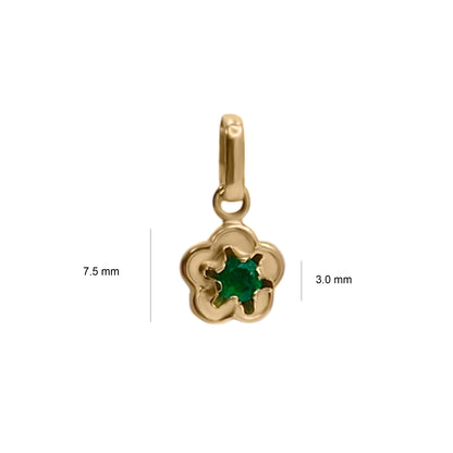 Dije De Flor Con Esmeralda En Oro Amarillo 18k