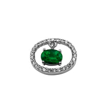 Cargar imagen en el visor de la galería, Dije de Esmeralda con Diamantes en Oro blanco 18k con Diamantes
