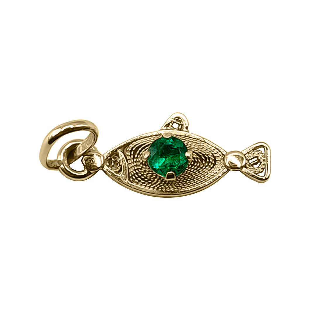 Dije Pez en Esmeralda y Oro Amarillo 18k