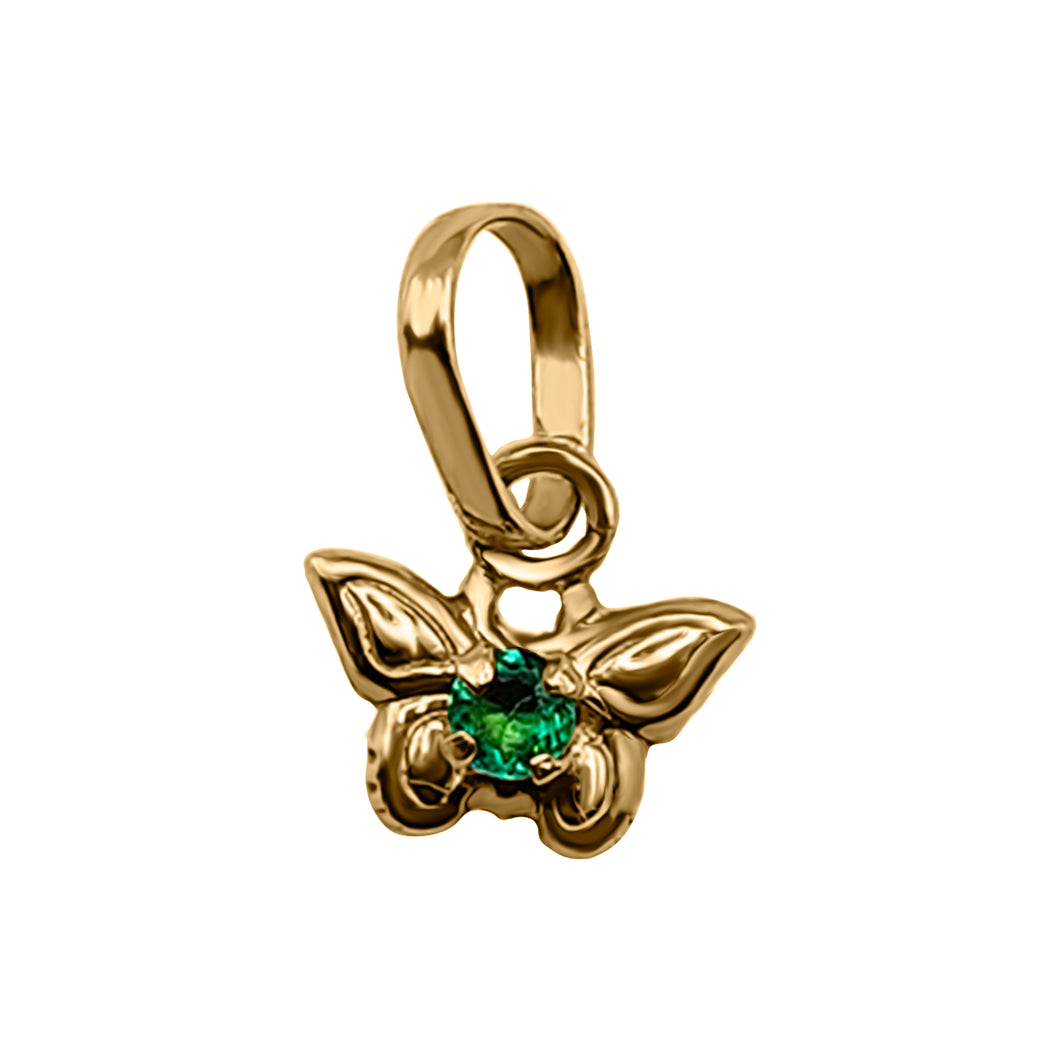Dije Mariposa 18k peq Esmeralda
