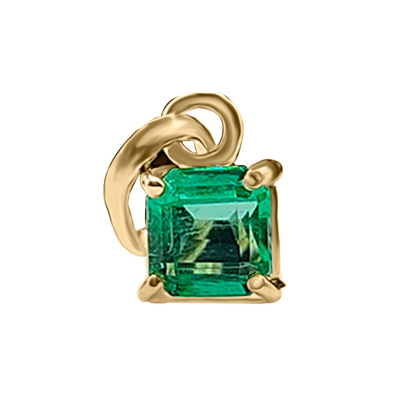 Dije  con Esmeralda En Oro Amarillo 18k  en uñas