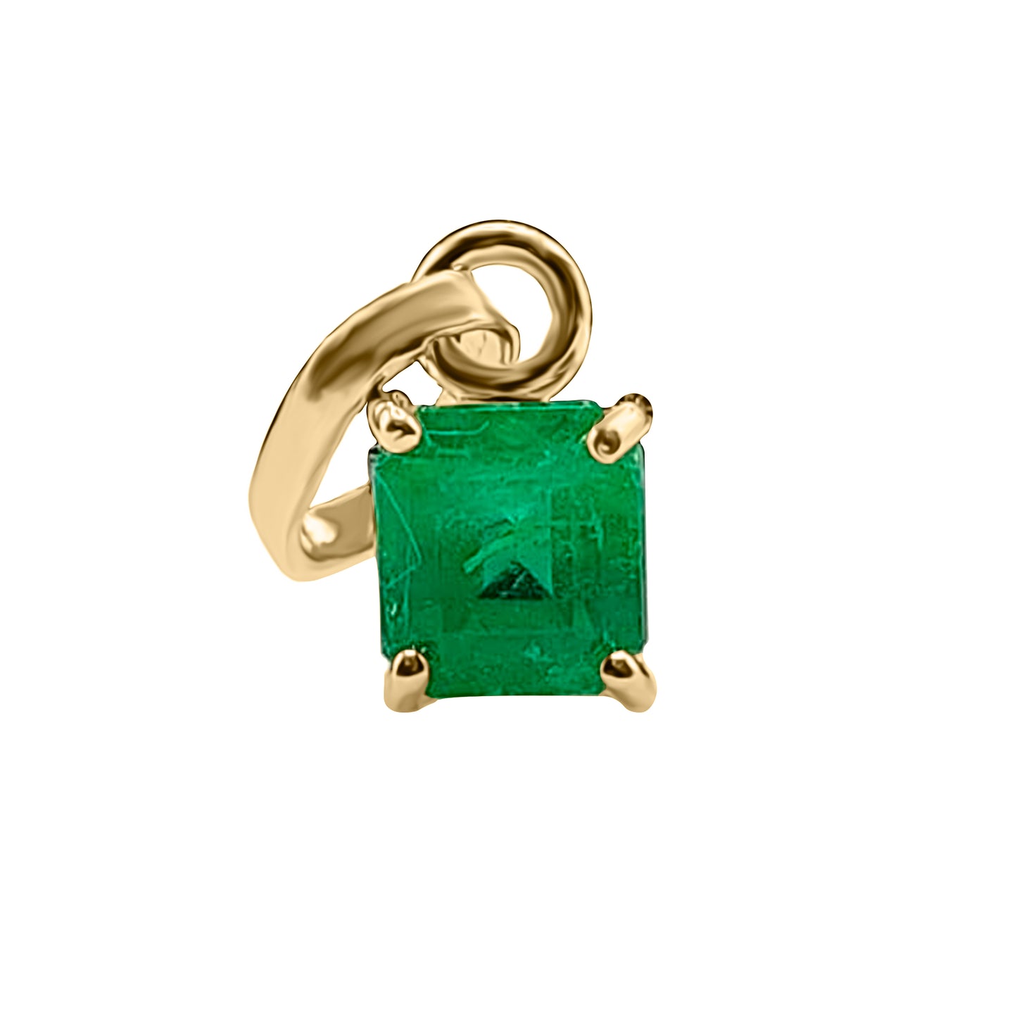 Dije en Oro Amarillo 18k con Esmeraldas en 4 uñas